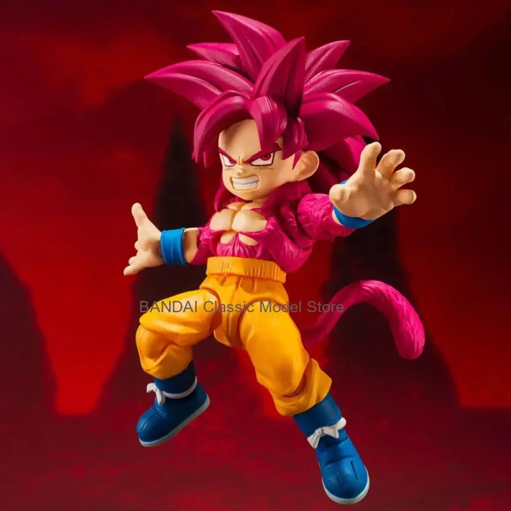In Stock BANDAI Original Box S.H.Figuarts DRAGON BALL SON GOKU MINI SSJ4 SHF Action Figure Model Gift for Kid Foam Box Packaging