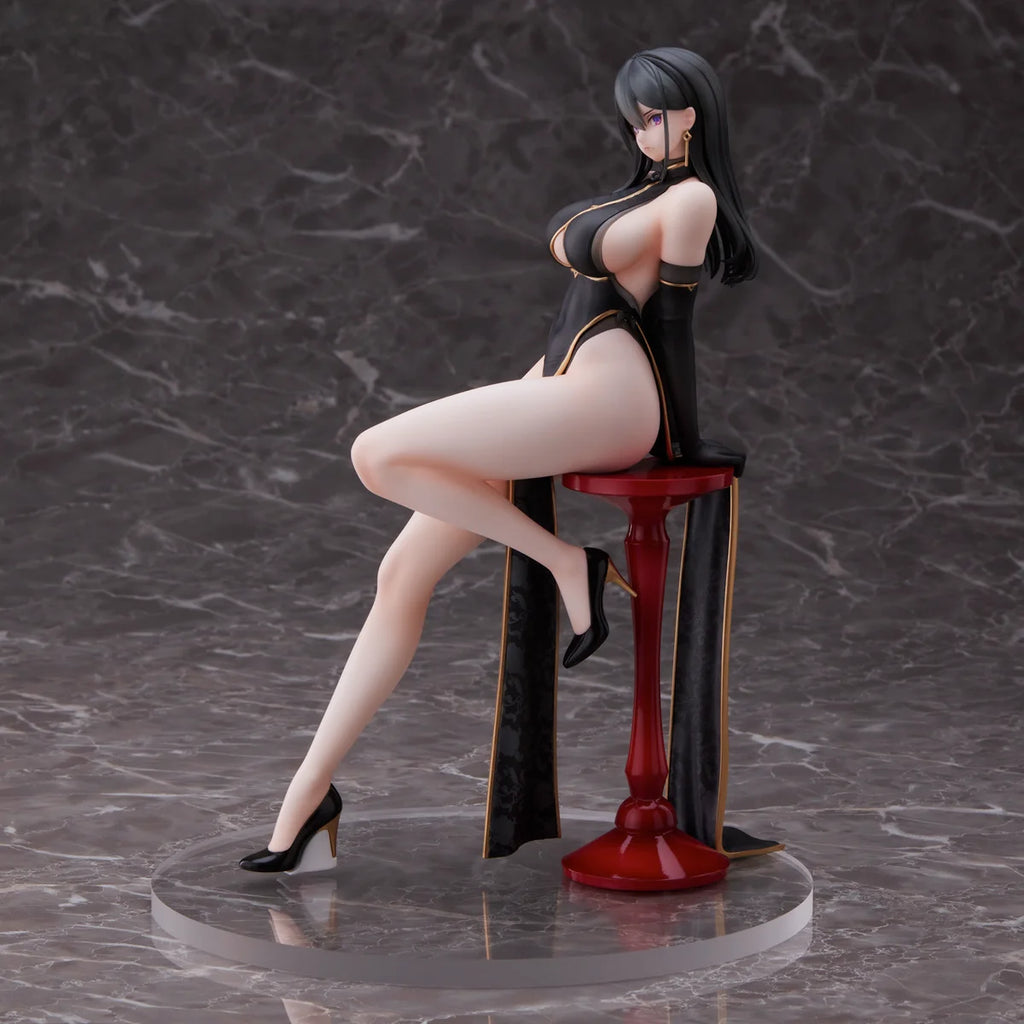 In Stock 100% Original UC Miss Black Cheongsam Model Beautiful Young Girl Anime Figure Model Toys Sexy Genuine Kawaii Adult Gift
