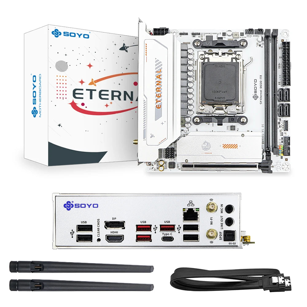 SOYO B650ITX AMD Motherboard AMD Ryzen AM5 DDR5 Supports CPU 7000 8000 9000 Processors Pcie5.0x16 Pcie4.0x4 M.2 ARGB WIFI6