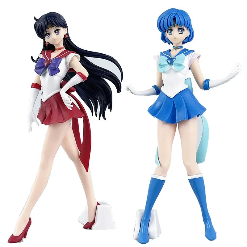 22cm Anime Sailor Moon Figure Sailor Mars Sailor Mercury Action Figures Hand Made Toys Kawaii Model Doll Ornaments Kids Gifts