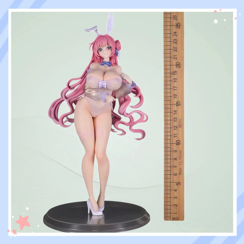 Anime Figure Bunny Girl Pink Hair Lace Standing PVC Figure Collectible Anime Game Peripheral Desktop Ornament 27Cm For Adult