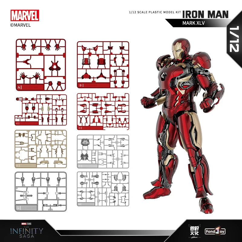 Fondjoy Real Iron Man Mk45 Action Doll Marvel Assembled 1/12 Model Toy Birthday Gift For Boys Collecting Toys And Hobbies