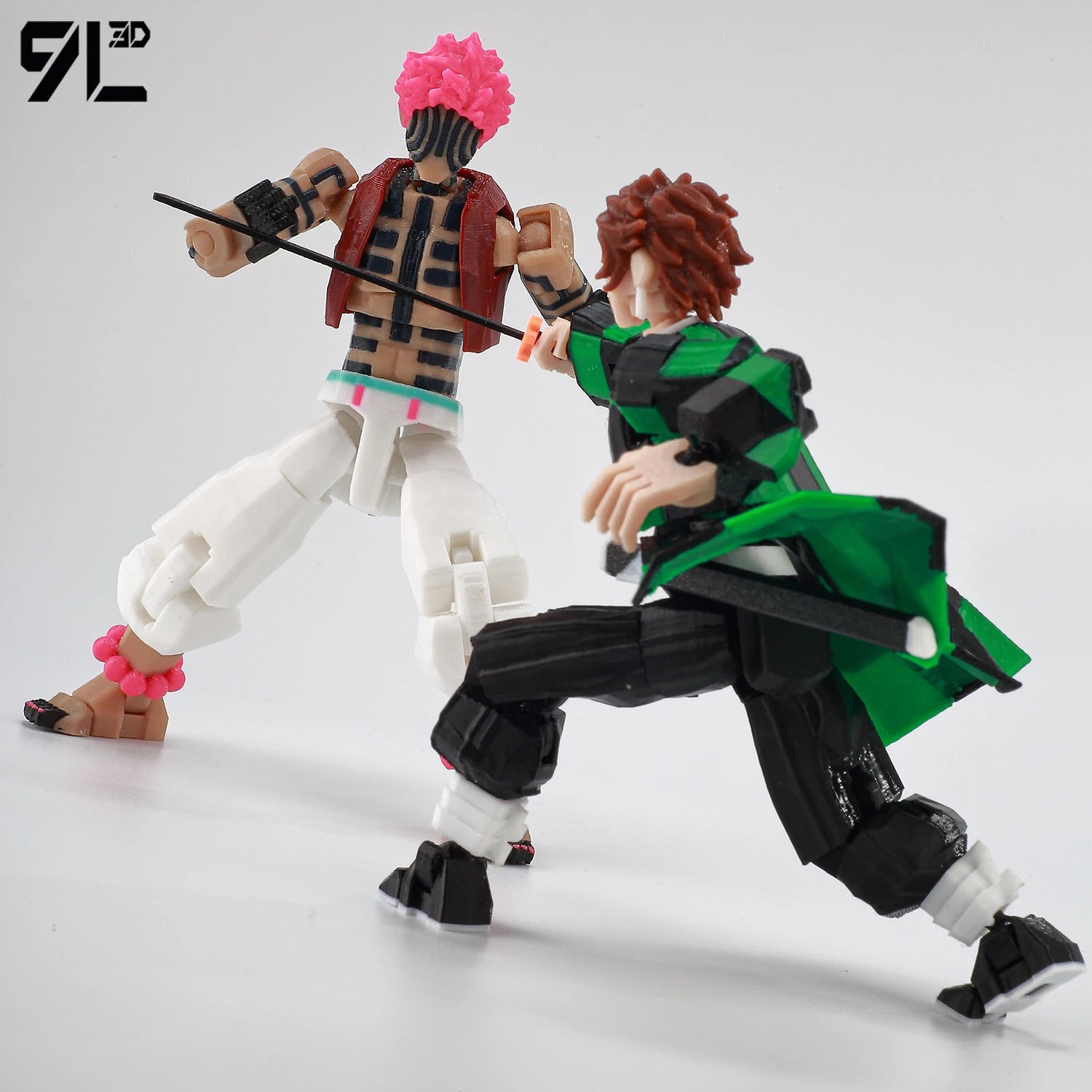 9L3D-gedruckter Dämonentöter AKAZA Tanjiro Kamado Lucky Dummy 13 bewegliche Gestaltwandler-Actionfiguren Schaufensterpuppenspielzeug für Anime-Fans