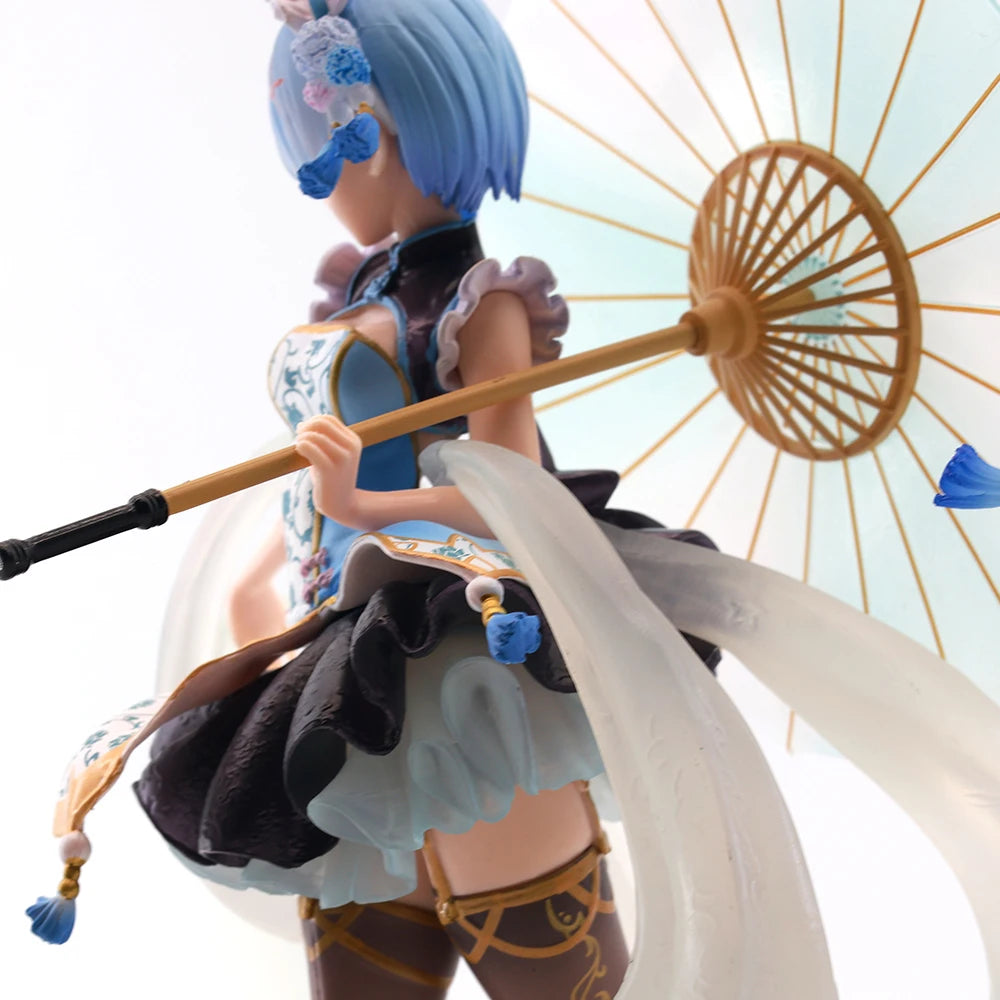 Anime-Figur Re0: Leben in einer anderen Welt von Zero Flower Umbrella Lolita Rem Figur 27 cm Spielzeug für Jungen Cartoon-Actionfiguren