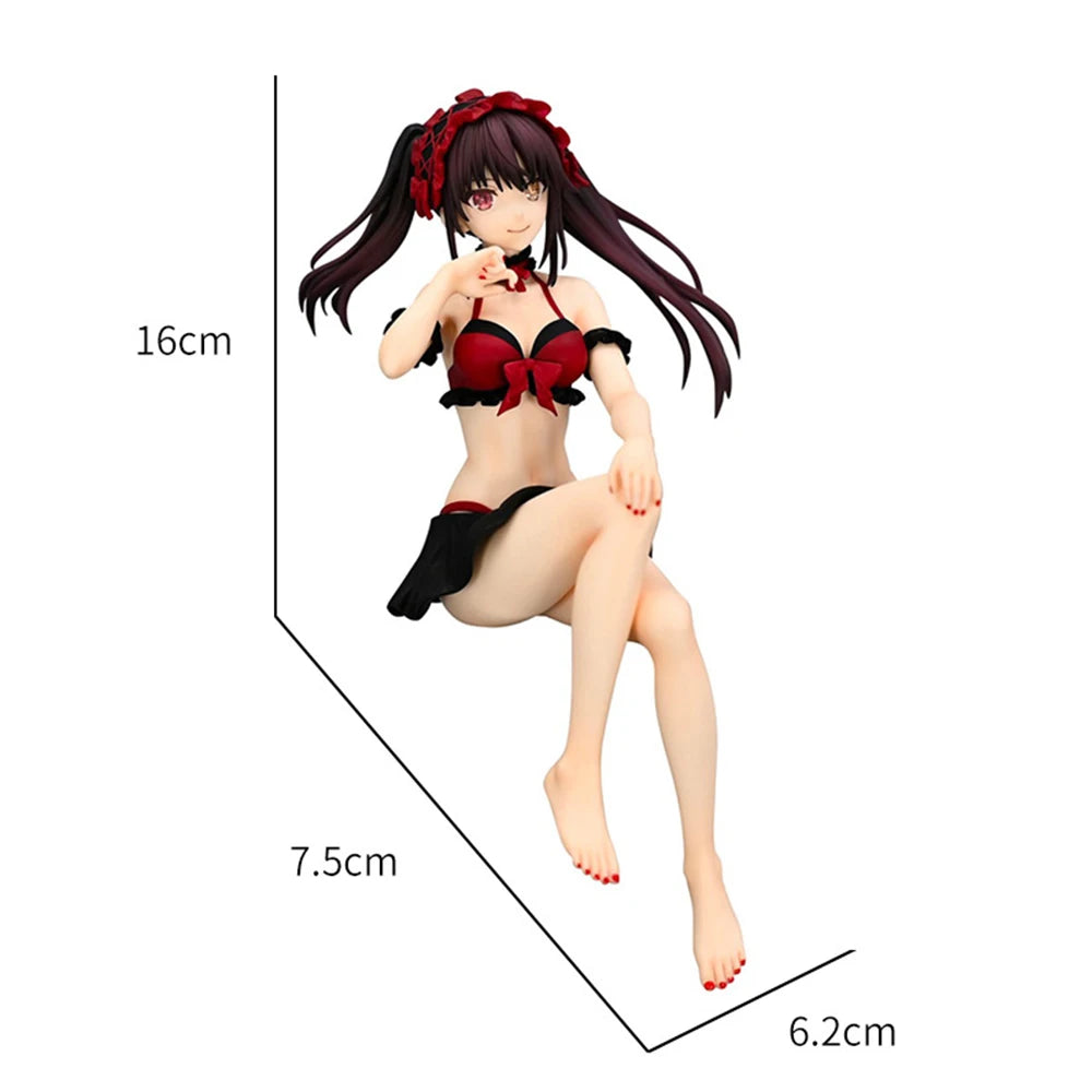 Anime Tokisaki Kurumi Figure Sitting pose Action Figure Swimsuit Style Model Desktop Ornaments Collection Child toy Gifts 16cm
