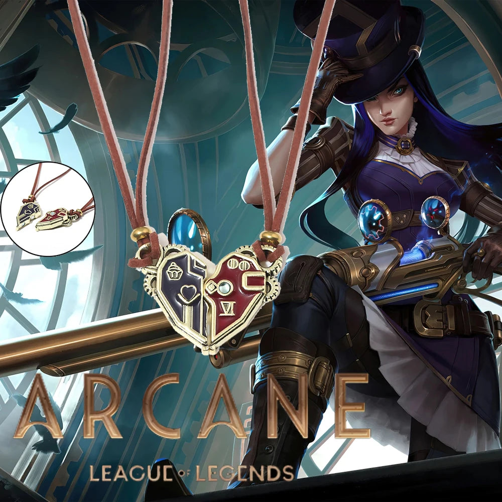 Game Arcane League of Legends Caitlyn Vi Necklace Pendant Men Women Disguise Magnet Lovers Chain Backpack LoL Cosplay Accessoriy