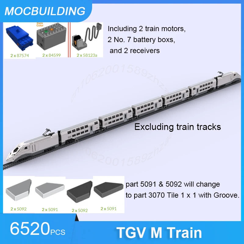 MOC Building Blocks TGV M Train Model DIY Assemble Bricks Transportation Collection Creative Display Xmas Toys Gifts 6520PCS
