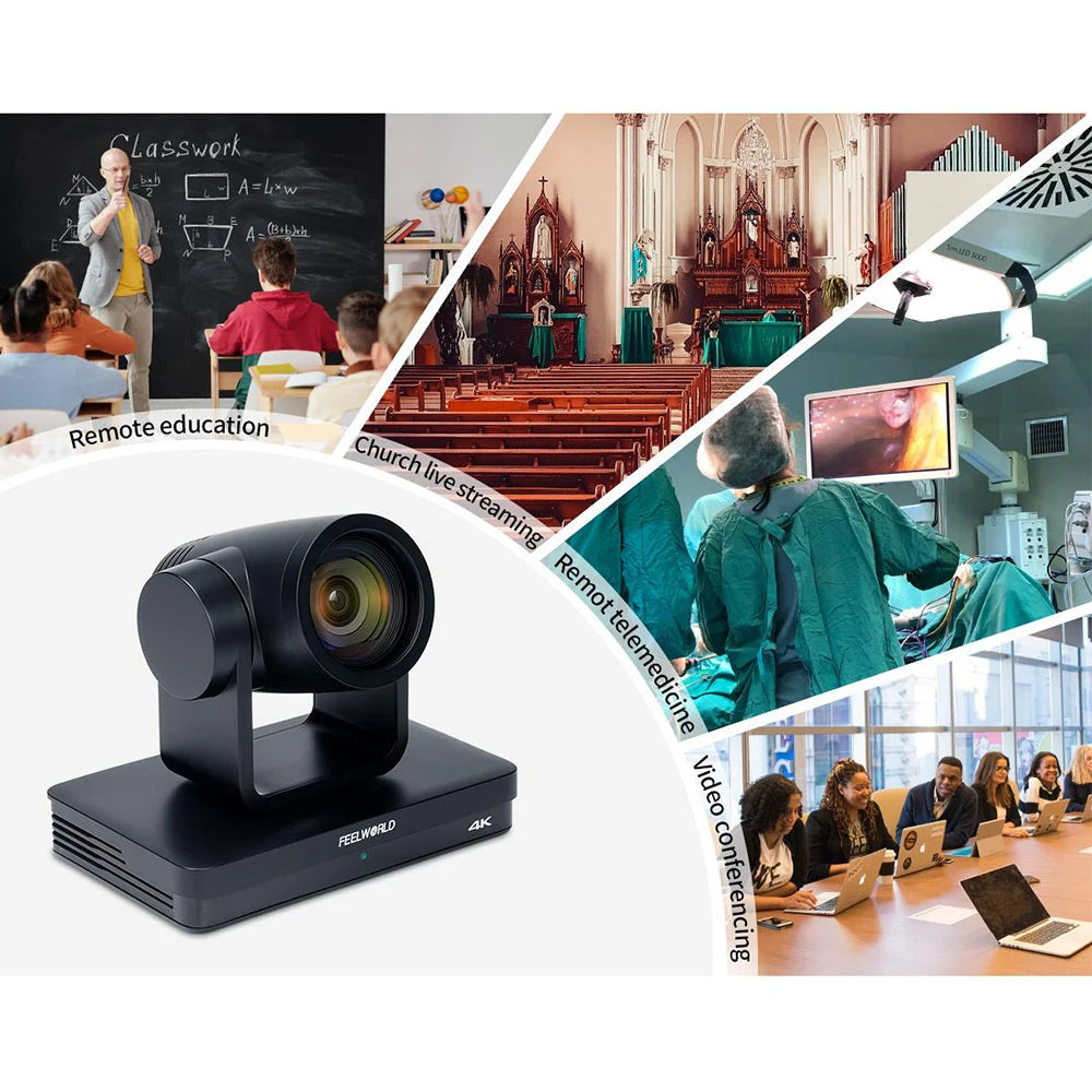 FEELWORLD UHD4K12X-Kamera, mehrere Videoausgänge, USB-PoE-Unterstützung, 12-facher optischer Zoom, Autofokus, SDI, HDMI, IP, 4K@30FPS, 4K-PTZ-Kamera