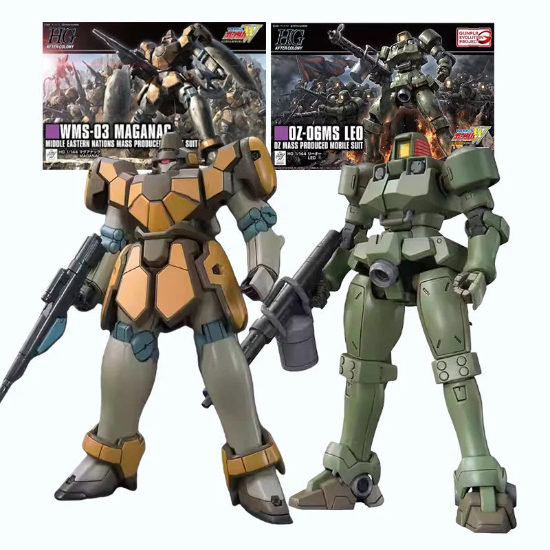 Bandai Original HGUC Gundam Leo Maganac Gunpla OZ-06MS LEO Assembly Model Kit Collectible Anime Action Figure Toy Gift for Boys