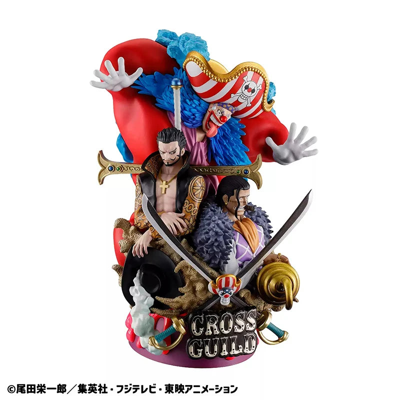 MegaHouse Original ONE PIECE CROSS GUILD Dracule Mihawk Sir Crocodile Buggy Anime Figures Action Model Toys