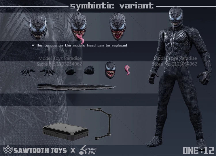 STM-20251 1/12 Collectible Toys Venom Symbiote Double Head Sculpt Movable Anti-hero Soldiers 6'' Action Figure Model Gifts