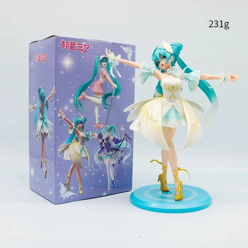 New 22cm Anime Hatsune Miku Figure Sexy Character Ornaments white pink chair Kawaii Car Decoration Collectible Model gift