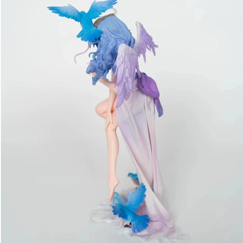 New 27cm Chinese Original Anime Angel Girl Figure With White Wings & Doves Collectible Model Toy Halloween Christmas Gift