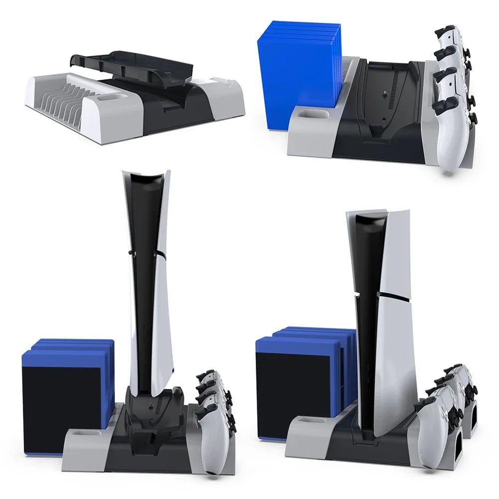 Vertical Cooling Station Stand for PS5/PS5 Slim/PS5 Pro Dual Controller Charging Station Vertical Cooler System with 3-Level Fan