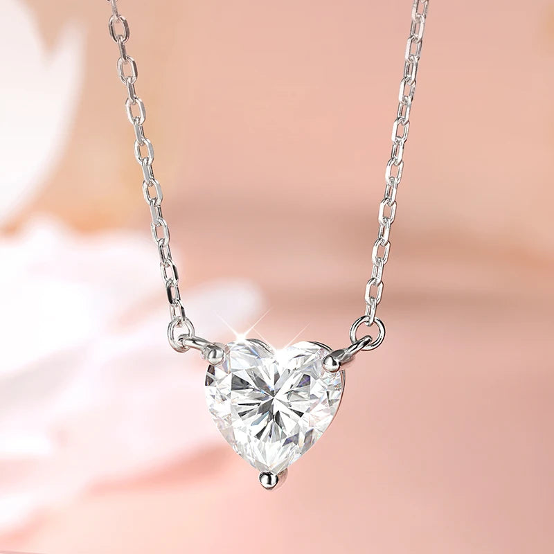 Smyoue 1CT 2CT 3CT Herzschliff zertifizierte Moissanit-Halskette für Damen, 18 Karat vergoldeter Schmuck, Sterlingsilber S925, Anhängerkette