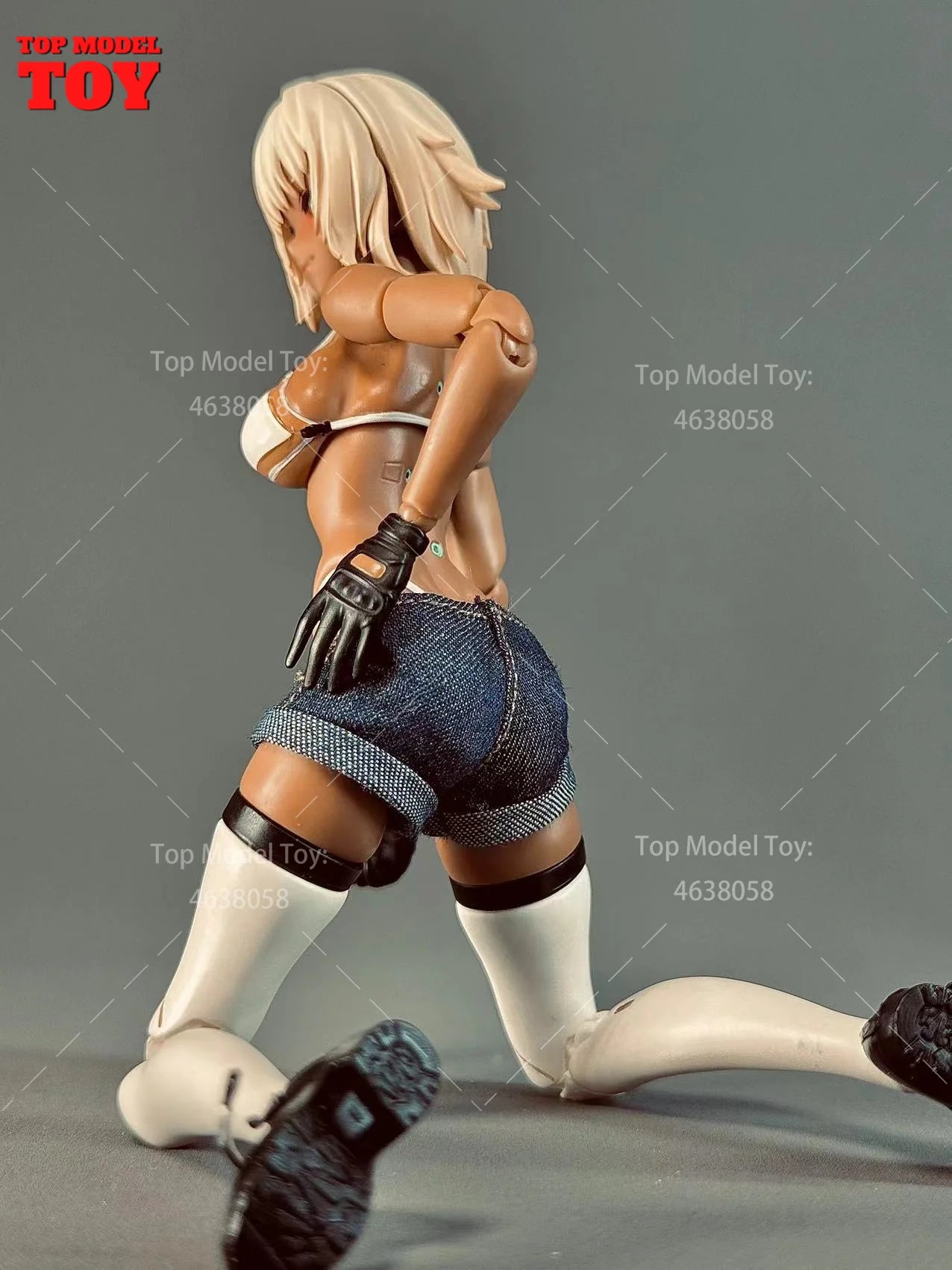 1/12 Scale White T-shirt Black/Blue Trend Denim Shorts Clothes Model Fit 6'' OB BJD Female Soldier Action Figure Body Dolls