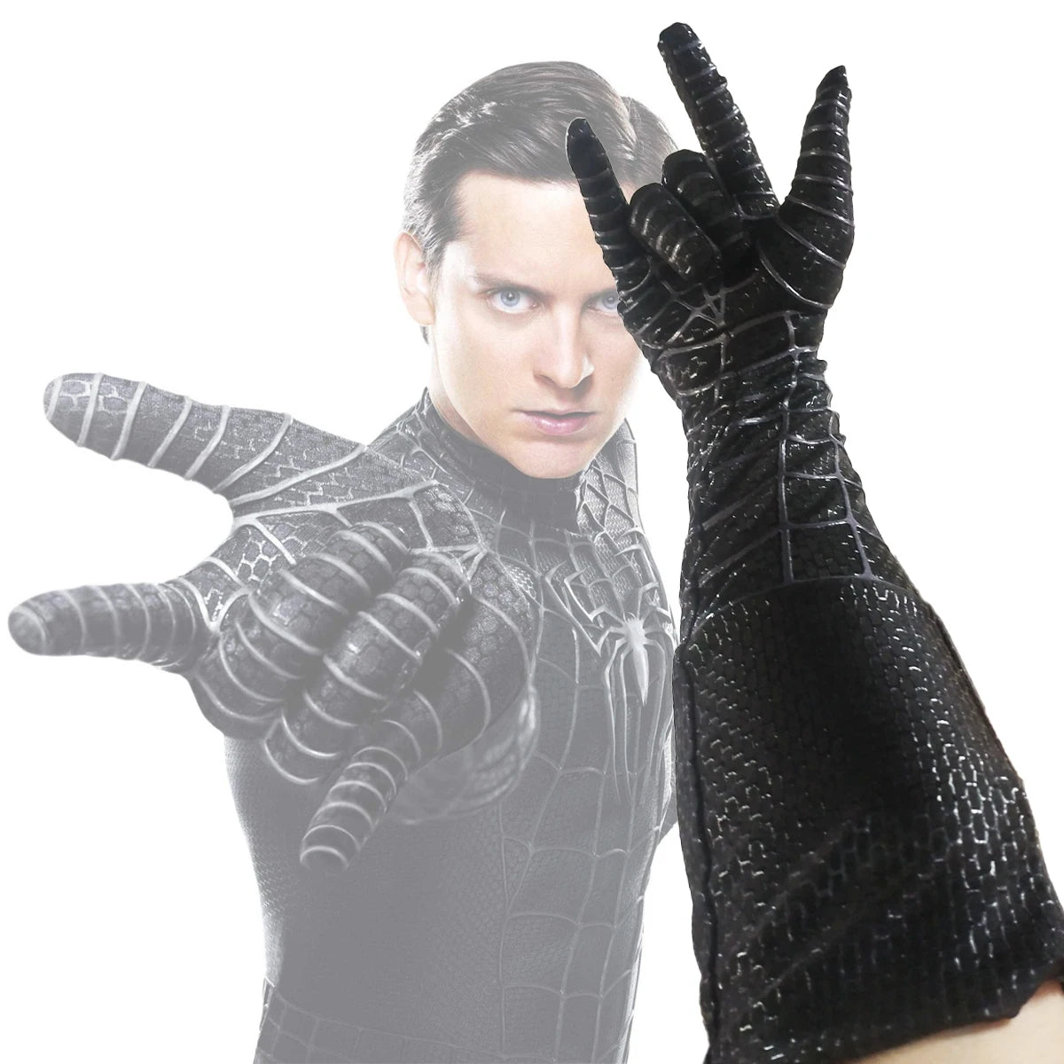 Black Toby Spiderman 3 Gloves Venom Screen Printed Glove Costume Accessories Cosplay Prop 3D Webs Patterns Halloween Cos Mittens