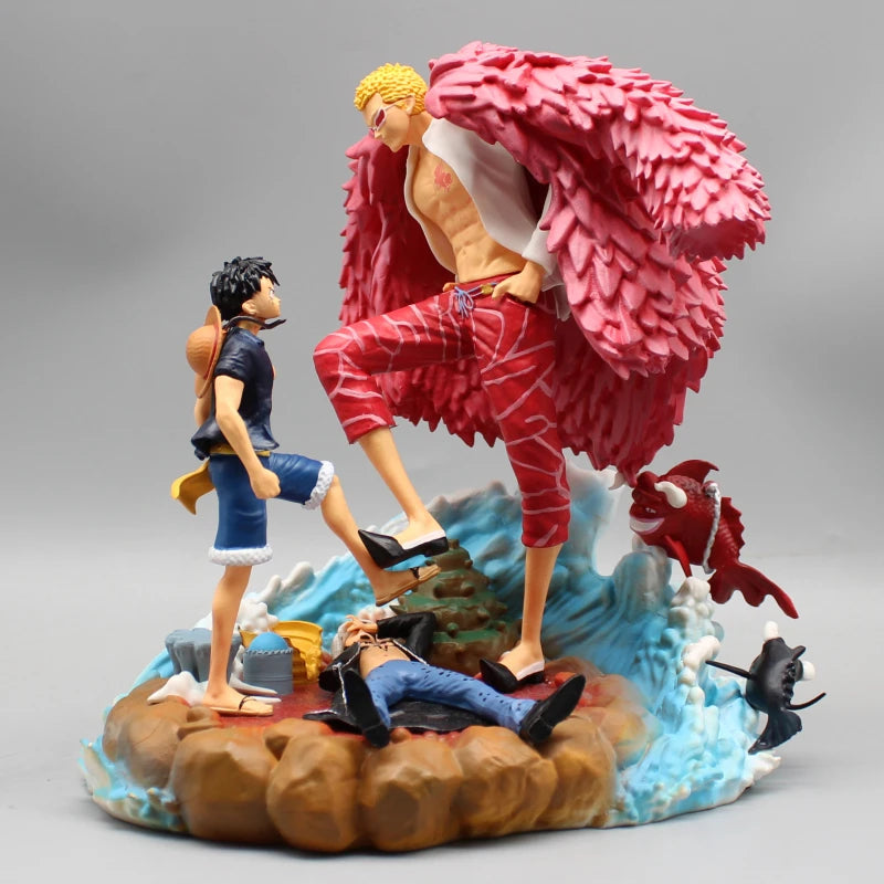 One Piece Actionfigur Donquixote Doflamingo Vs Luffy Anime Figur 21cm PVC Gk Statue Modell Puppensammlung Schreibtischdekoration Spielzeug