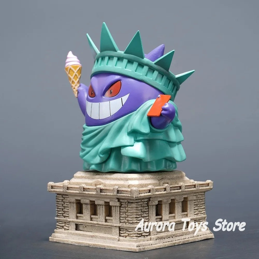 14cm/5.51in Anime Pokemon Figure Gengar Cosplay Lady Liberty Action Figures Pvc Statue Collectible Model Toys Gifts