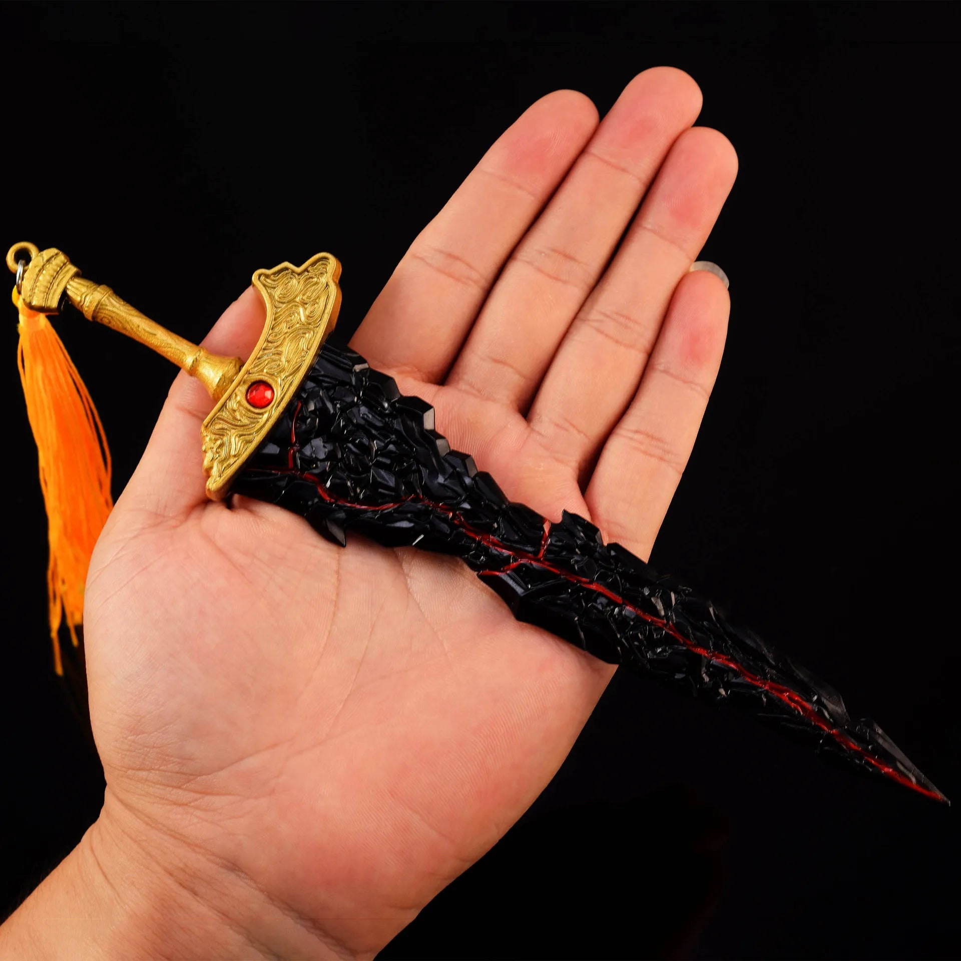 22 см. Метален пръстен с меч Eldenn с черно острие на Маликет ER, реплика на модел, екшън фигурка, колекции орнаменти, подаръци за момчета.