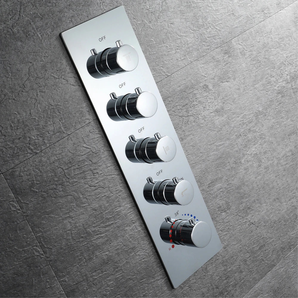 M Boenn 4 Functions Shower System Set Embedded Ceiling 638*338mm LED Shower Head Rainfall Bathroom Faucets Thermostatic Diverter