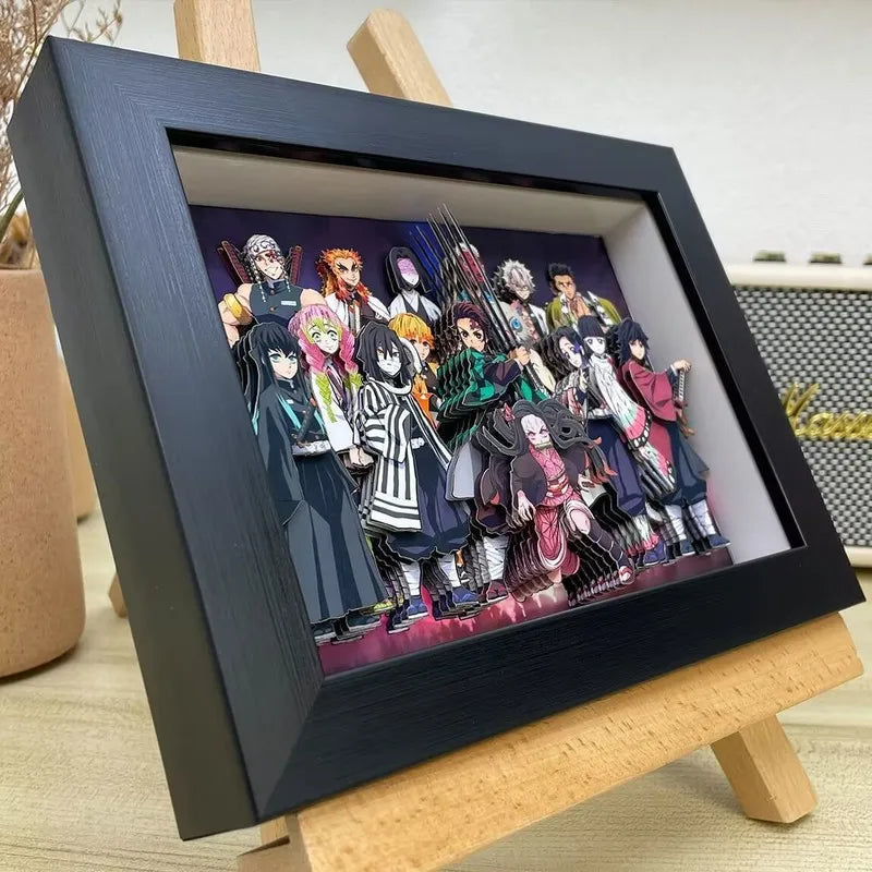 New Goods Anime Demon Slayer Kamado Tanjirou Kanroji Mitsuri Cosplay 3d Stereograph Cartoon Layout Photo Frame Decorative Gifts
