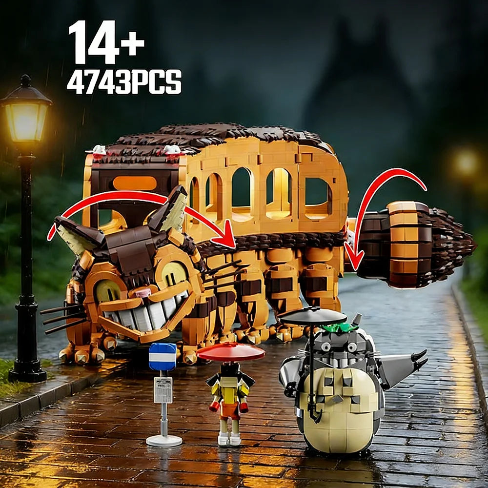 Moc shop Cat Bus Collectied Building Blocks Japanese Anime Toy Creative Model Gift for Hayao Miyazaki Anime Fans 4743PCS