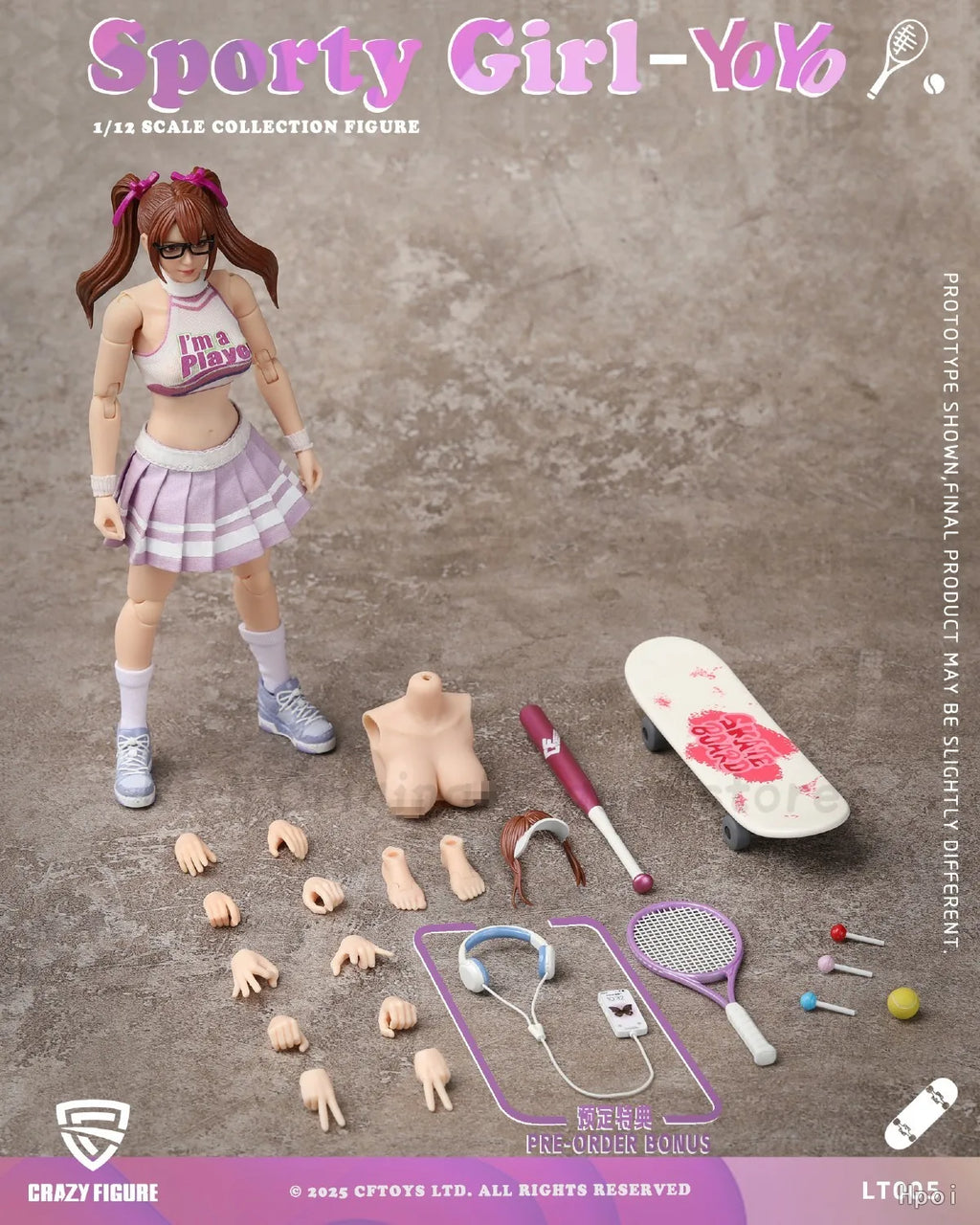 【In Stock】Original CRAZY FIGURE Sport Gir1-YOYO 1/12 SCALE COLLECTION FIGURE Model Toys Ornaments Figure Collection