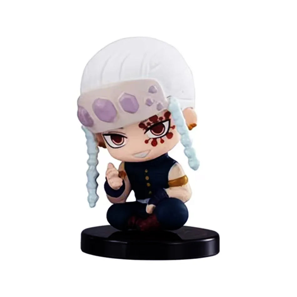 2025 Demon Slayer Q Version Figure Toy  Kimetsu No Yaiba - Sitting Tanjiro Inosuke Zenroz PVC Model Doll Anime Collectible Gifts