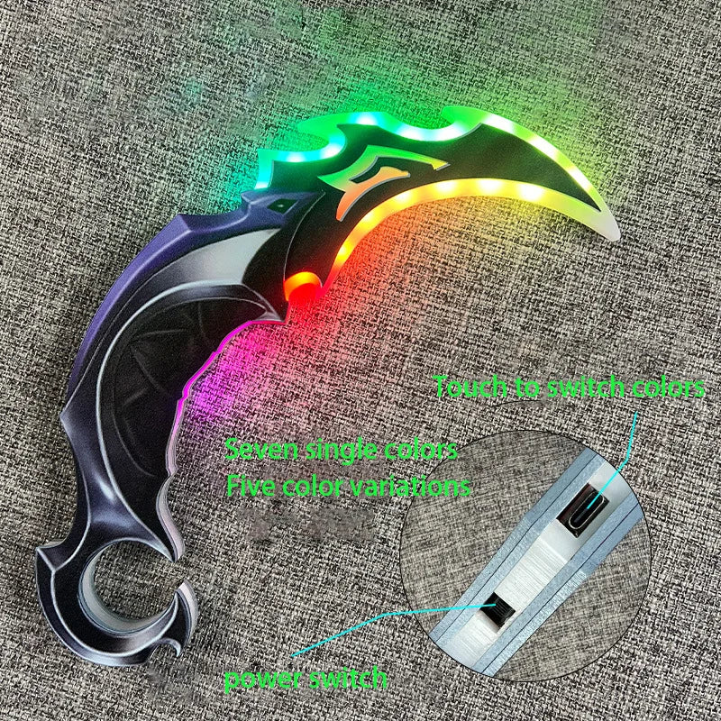 Illuminated Toy with Colorful Effects Valorant Karambit Impression Jett Kunai Graphics Card Claw Knife Rechargeable Model Toy