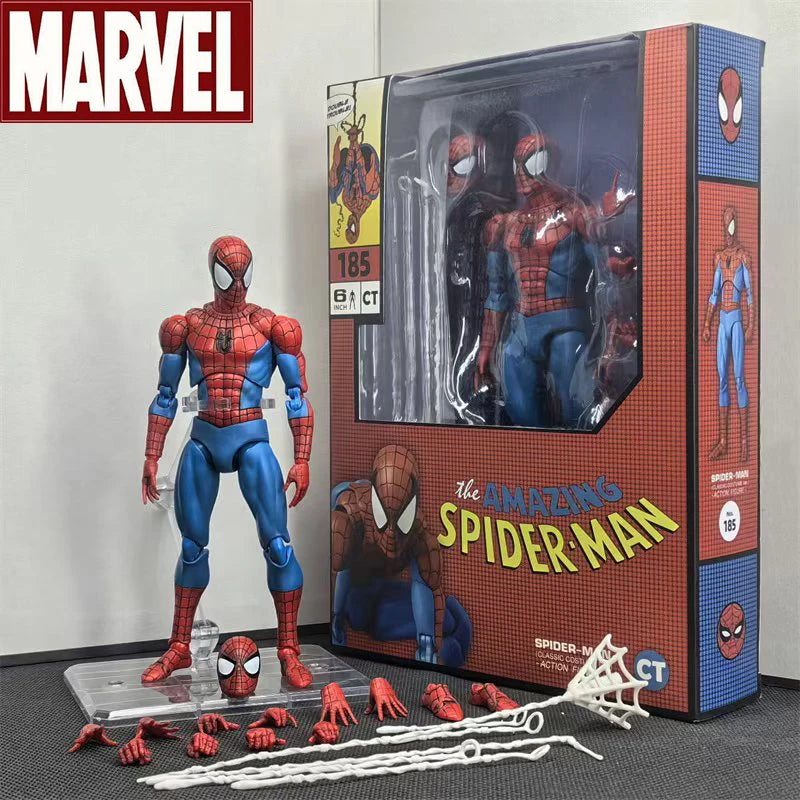 CT Mafex 185 Spiderman Action Figures Toys 6 Inch High Quality Spider Man Movable Statues Model Doll Collectible Ornaments Gifts