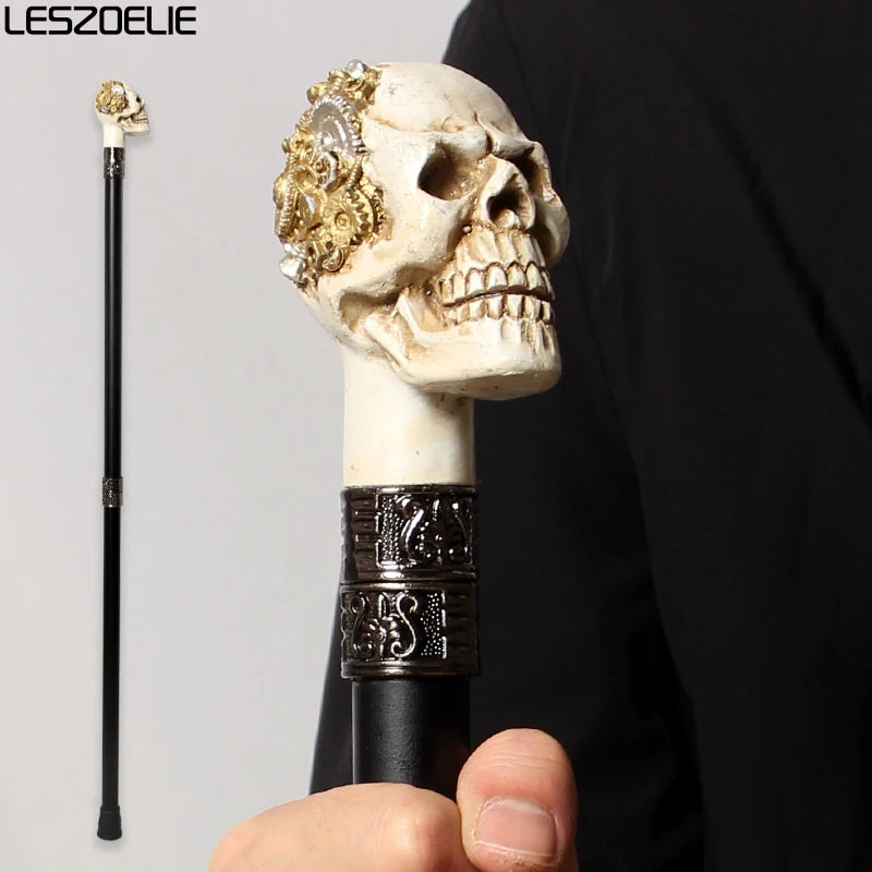 Resin Skull Head Handle Walking Stick For Man Fashion Decorative Walking Cane Women Vintage Metal Canes Men Luxury Walking Stick