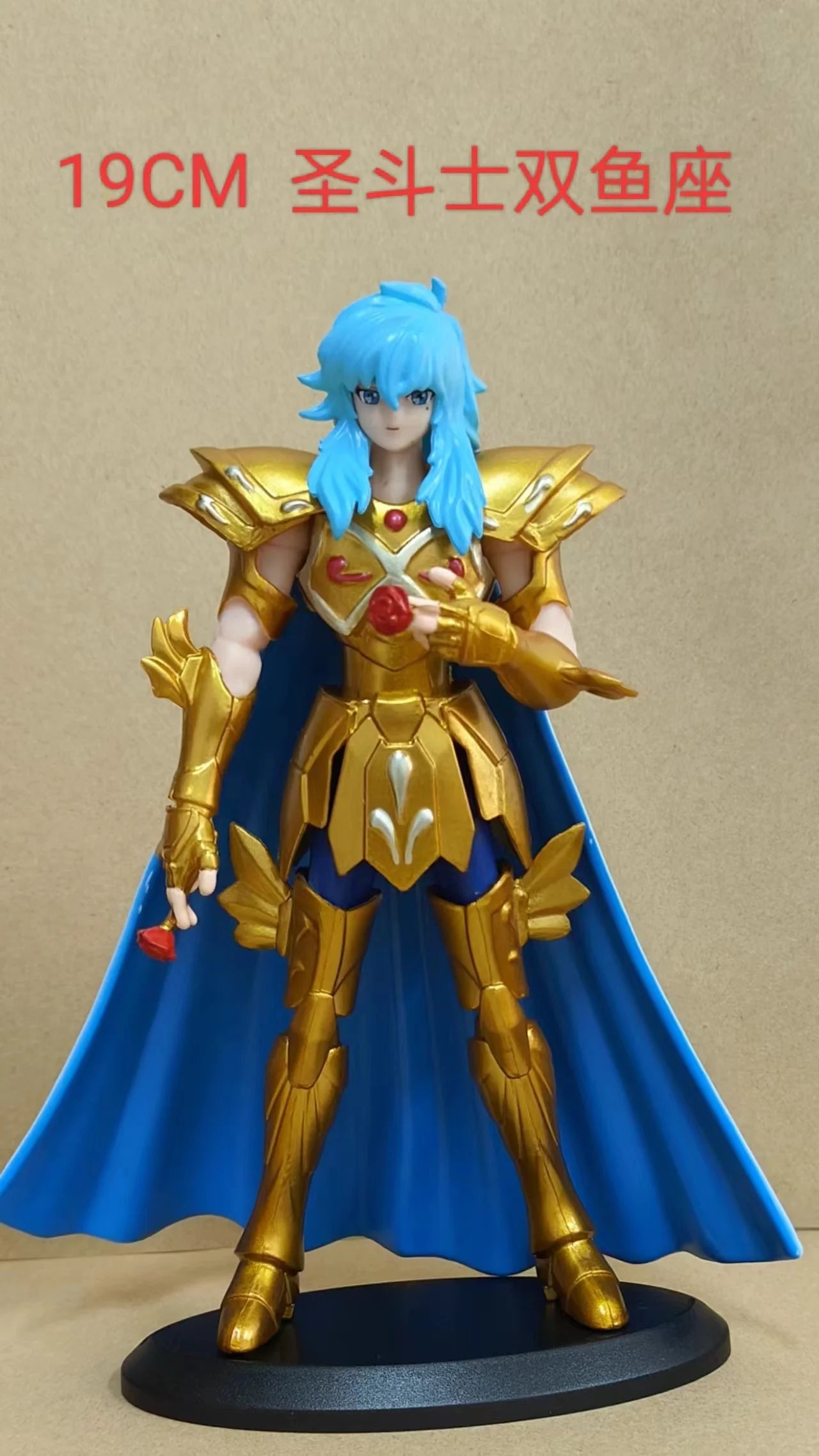 19CM Аниме Saint seiya Златна фигурка на Saint Овен Риби Козирог Водолей Поставка Анимационен модел Играчки Подаръци Колекция Декорация