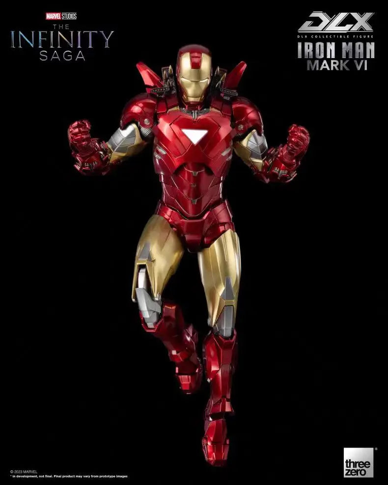 Original Threezero Marvel DLX Iron Man Mark 6 Anime Figure Toy Collection Model