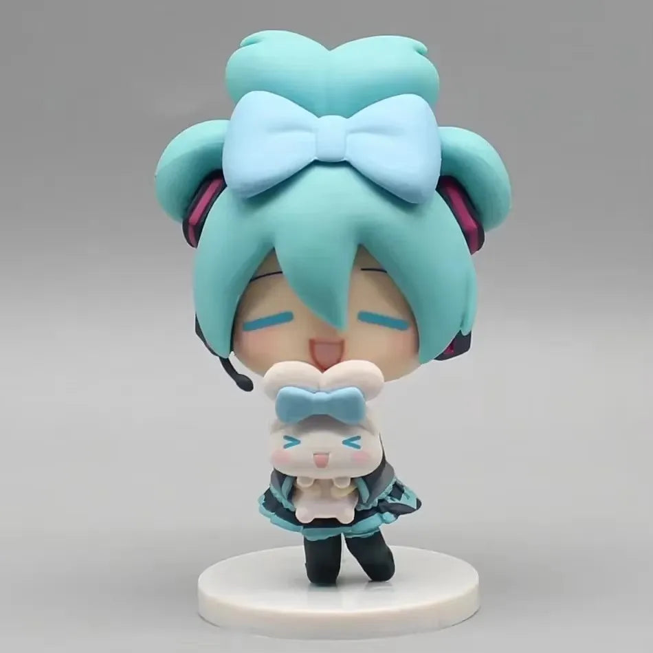 Anime Hatsune Miku Figure Cinnamoroll Figures Miku Kawaii Action Figurine Q-version Doll Model Pvc Desktop Decoration Toys Gifts