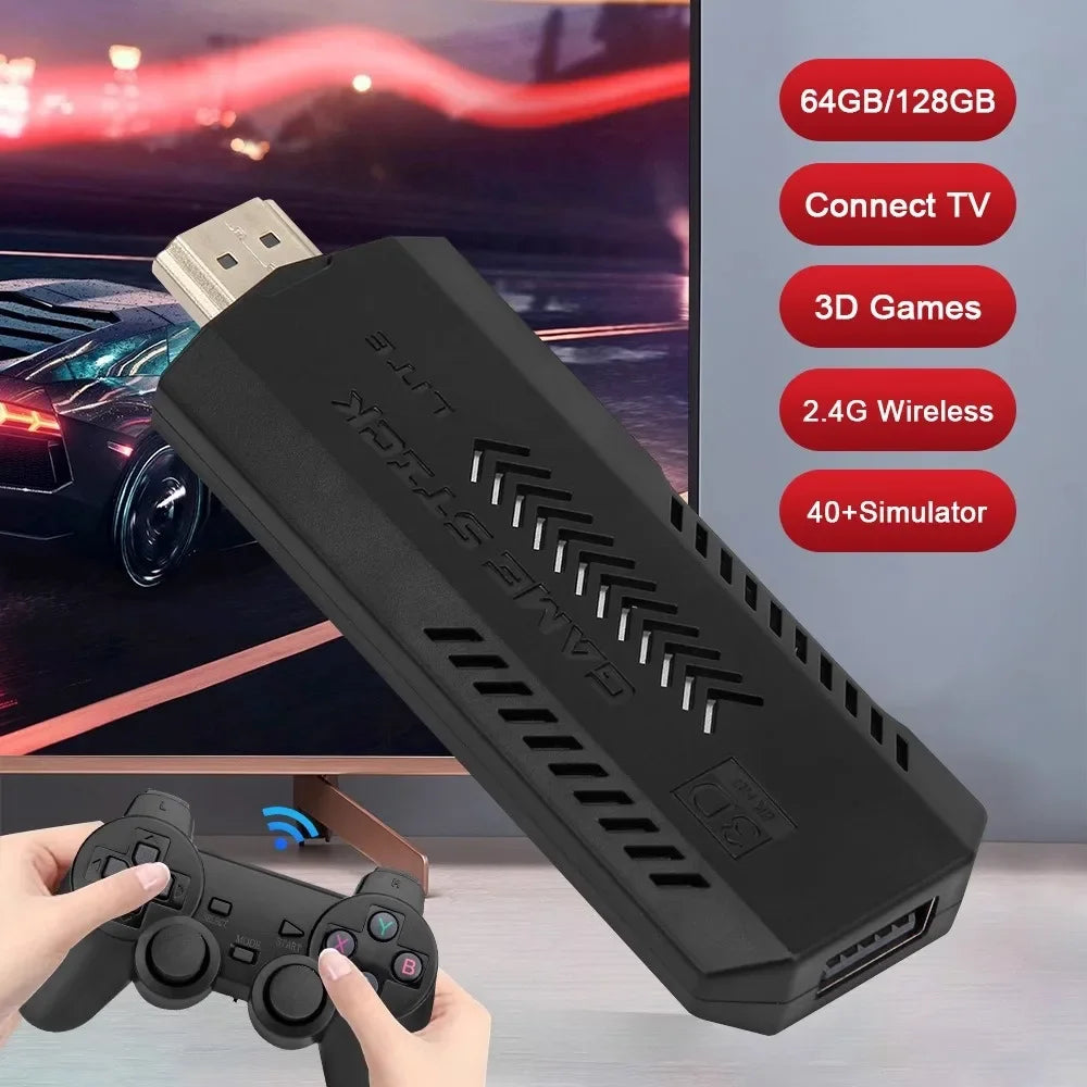 X2 Plus GD10 Pro 4K Game Stick New 3D HD 2.4G Retro Video Game Console Wireless Controller TV 50 Emulator For PS1/N64/DC Gift