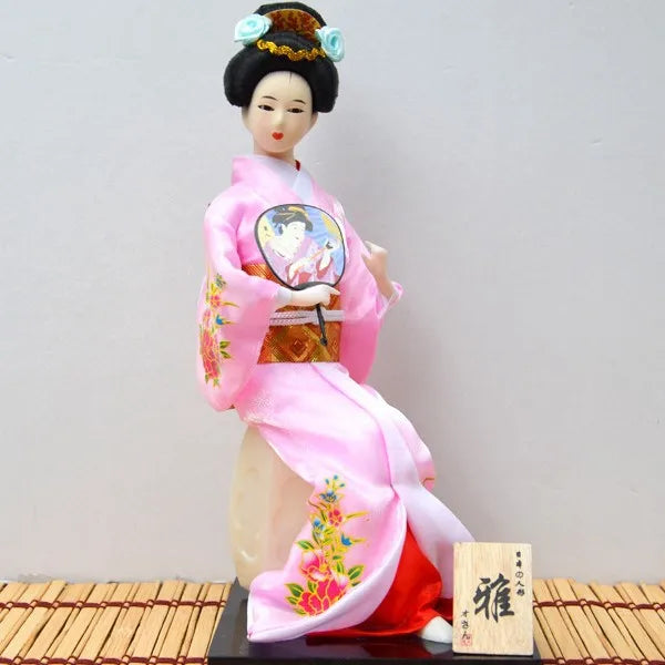 12inch Japanese Geisha Doll Statuette Sitting Figurine Japanese Kimono Kokeshi Kabuki Geisha Handicraft Ornament Birthday Gift