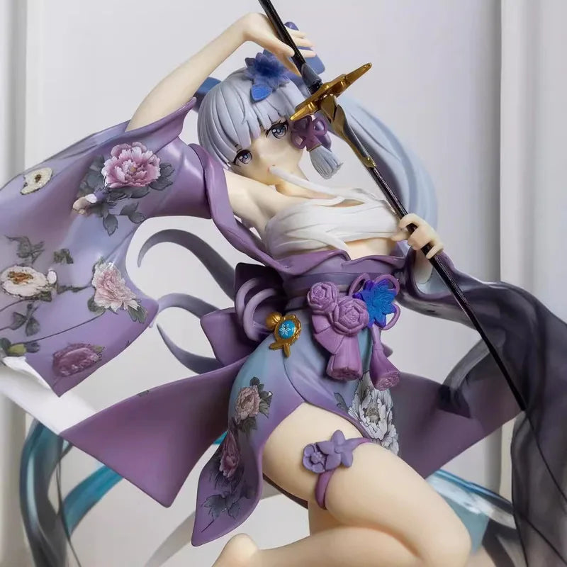 DF Original Drawing Sword Kimono Girl Figure Battle Pose With Base Anime Statue Collectible Model Gift For Fans Bishoujo