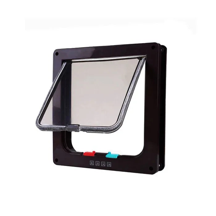 Klapptür für Hunde und Katzen mit 4-Wege-Sicherheitsschloss, Klapptür für Hunde, Katzen, Kätzchen, ABS-Kunststoff, kleines Haustier-Tor, Tür-Set, Katzen- und Hundeklappen