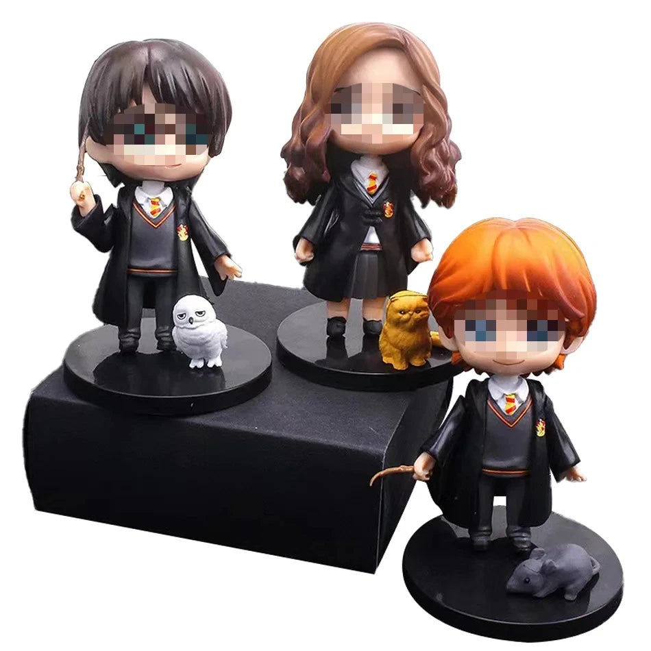 Harrry Q Style 7-9cm PVC Vinyl Figures Set - 3pcs/10pcs including Hermione Ron Hedwig Collectible Car Model Dolls for Cake