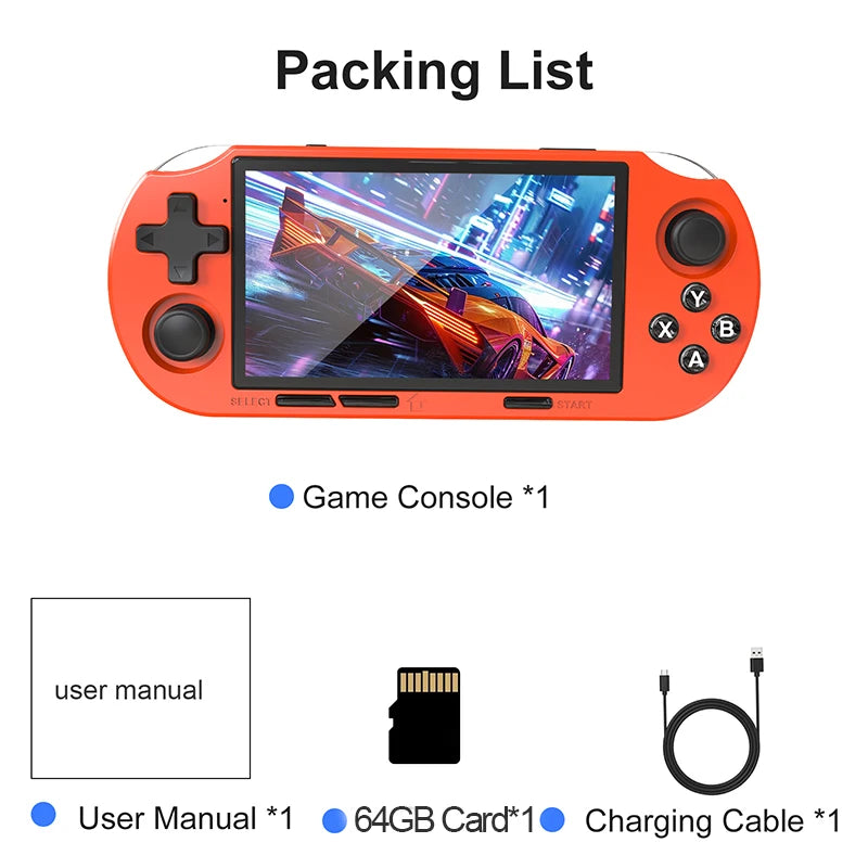 GAMINJA Handheld Portable Gaming Console 4.5Inch HD IPS Screen Display Retro Gaming System LED lights Built-in 12000 Games