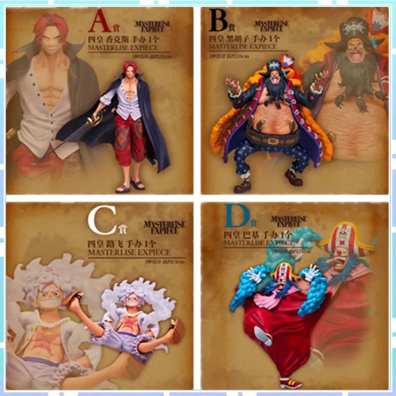 Bandai Original Anime One Piece Ichiban Kuji Masterlise Expiece Emperors Buggy Shanks Luffy Teach Action Figure Model Toys