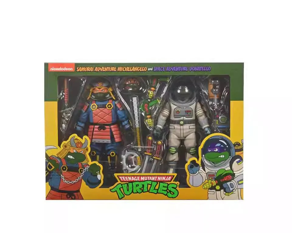 NECA 54345 Toys Teenage Mutant Ninja Turtles Cartoon Action Figure 2 Pack Space Adventure & Samurai Turtles 18 cm Original Doll