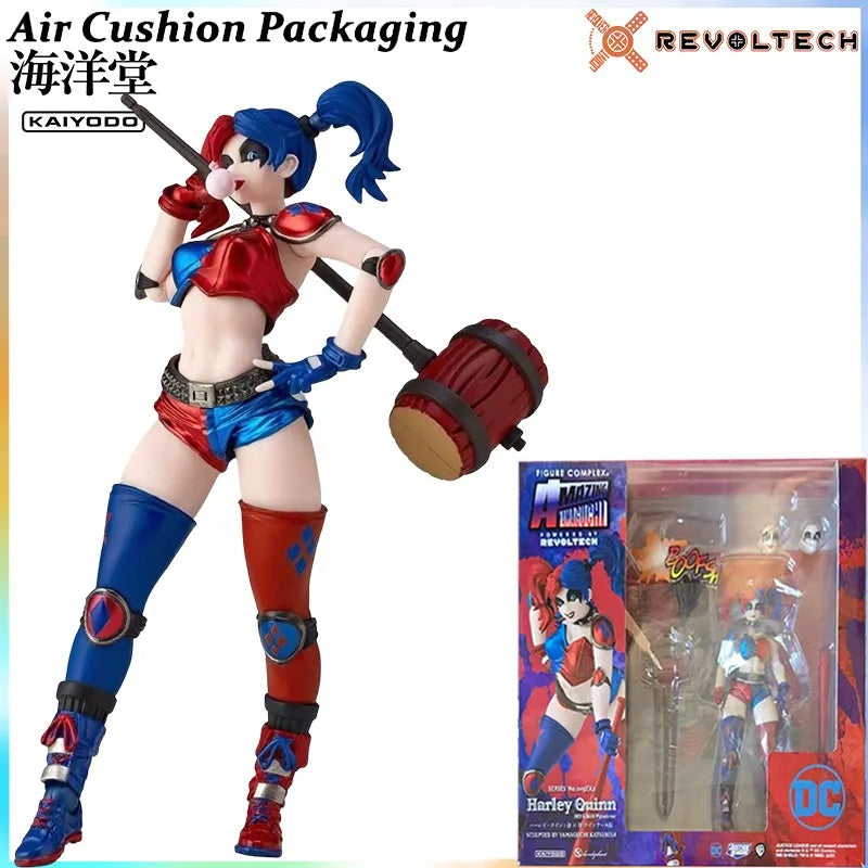 Kaiyodo Genuine Revoltech AMAZING YAMAGUCHI Series Batman Harley Quinn Comics Red Blue Double Ponytail Action Figures Model Toys
