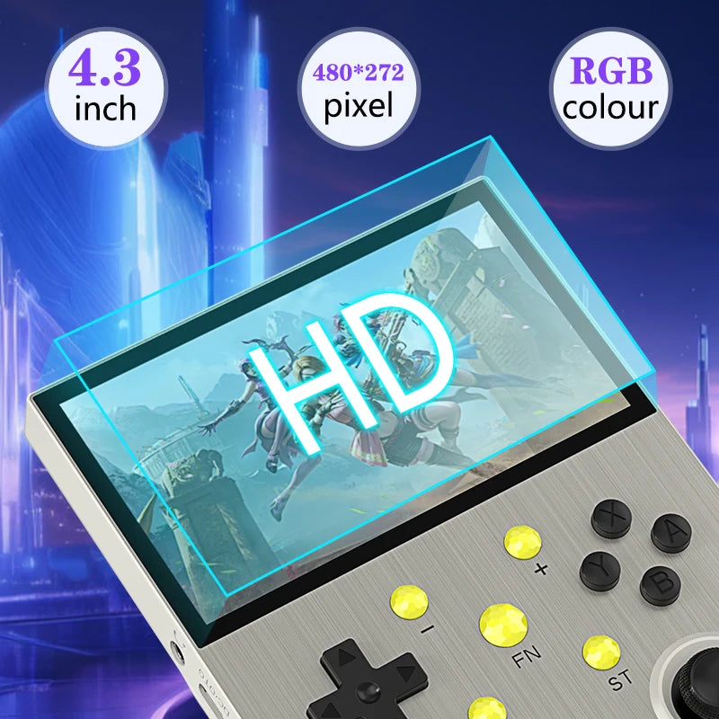 64G Retro Handheld Game Console 4.3 Inch IPS Screen 3000mAh Battery Linux System
