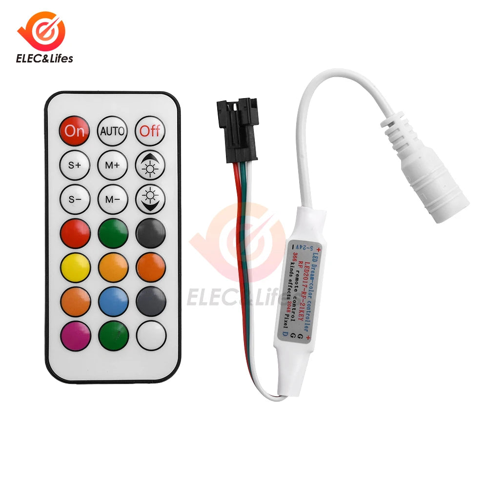DC 5-24V LED Strip RGB Single Color Controller RF Remote Control 21 keys For monochrome 5050 2835 SMD LED Strip Light