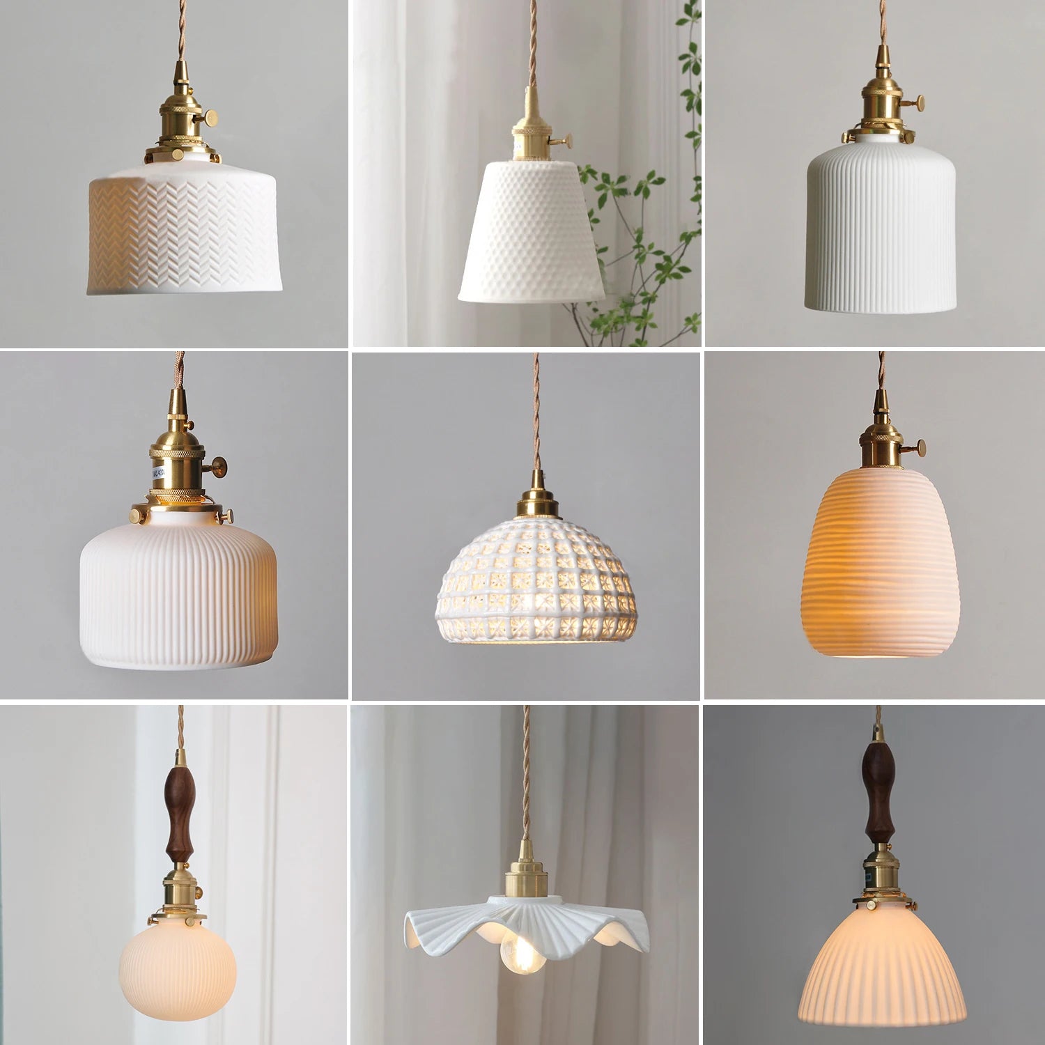 Japanese Ceramic Pendant Lights Scandinavian Light Luxury Pendant Lamp for Living Room Bedroom Dinning Room Kitchen Island