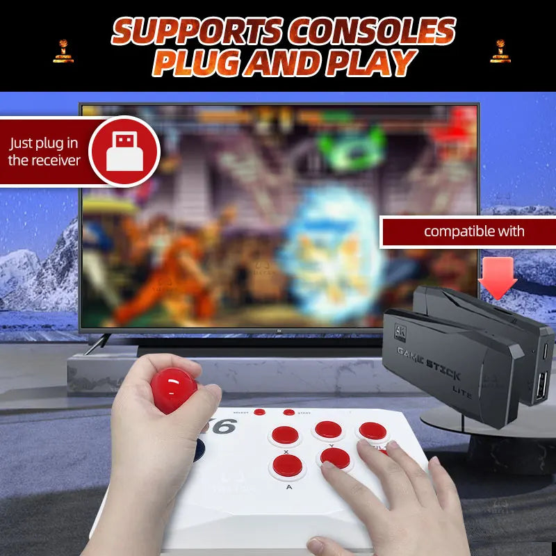1PCS/2PCS Wireless Arcade Gamepad For M8 Retro Game Stick Rocker Arcade Joystick with 2.4Ghz Receiver Game Controller