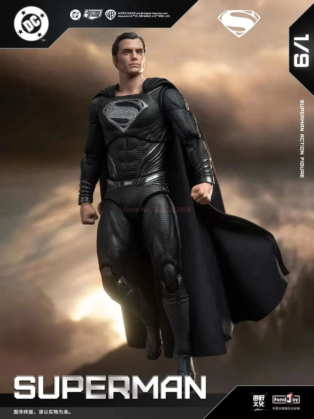 Genuine FondJoy Black Superman 2.0 Action Figure DC Zack Snyder'S Justice League Figures 1/9 Super Man PVC Model Doll Toy Kid