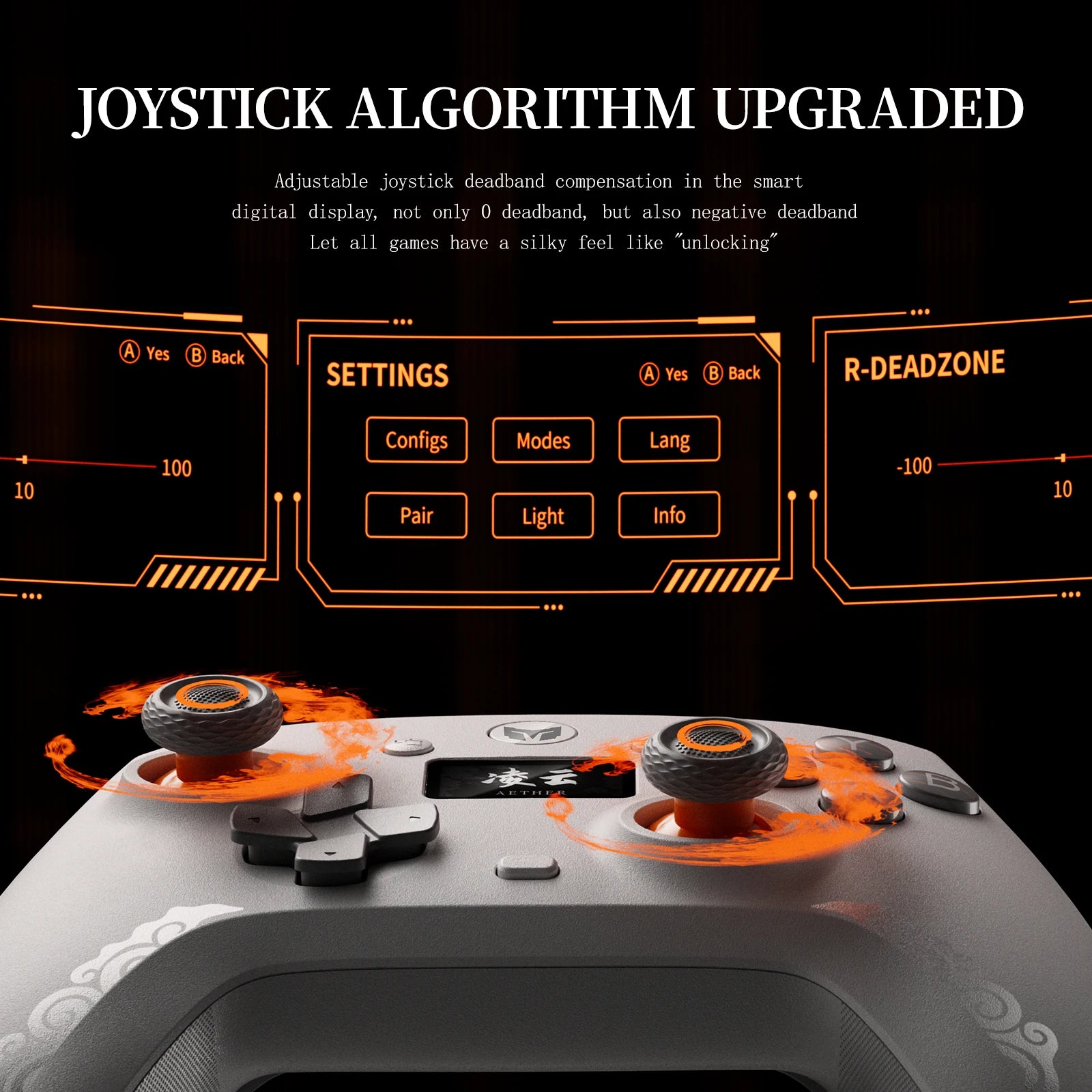 New Black BIGBIGWON Aether C6 Wireless Gaming Controller 1000Hz Dual-Hall Gamepads with Intelligent Control Screen for PC
